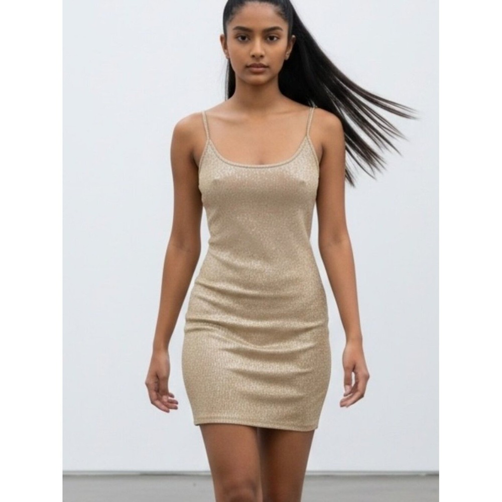 NEW Gold Stretch Knit Body-Con Dress Women Sz Small NWT